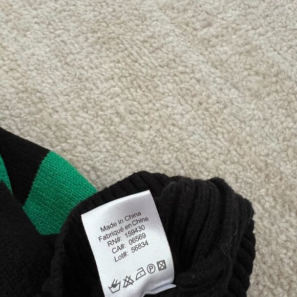 Elan Rugby Stripe V Neck Polo Pullover Sweater L Black Green - Picture 10 of 10